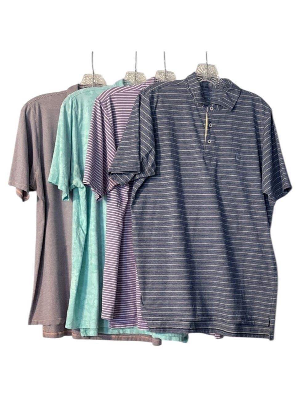 B. Draddy Bundle of 4 Polo Golf Shirts Size M Stripes Blue Green Preppy